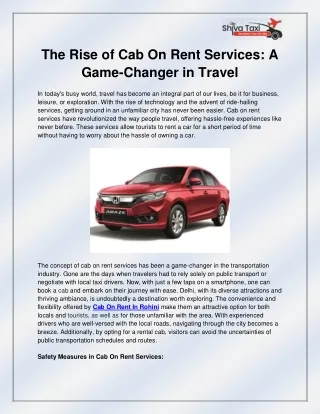 Cab On Rent In Rohini