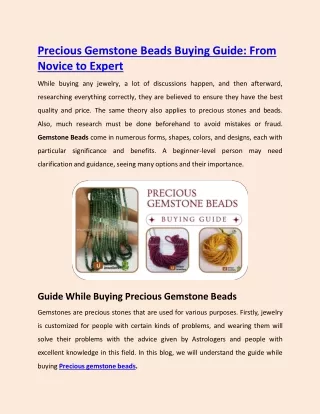 Precious Gemstone Beads Buying Guide From Novice to Expert.