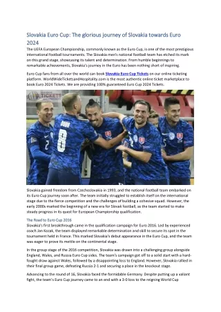 Slovakia Euro Cup The glorious journey of Slovakia towards Euro 2024