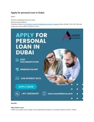 Apply for personal Loan in Dubai