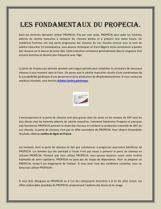 Les fondamentaux du Propecia