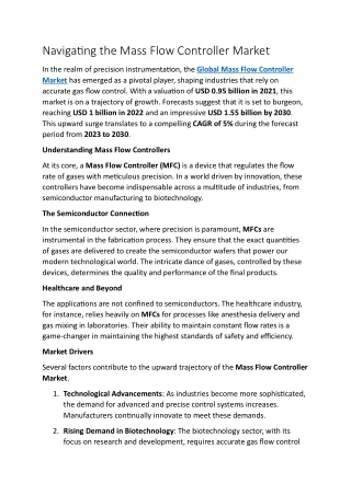 Mass Flow Controller Market