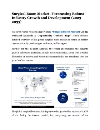 Surgical Boom Market Expansion: Trends and Business Opportunities 2023-2035
