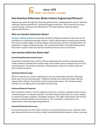 How Seamless Rolled Gear Blanks Enhance Engineering Efficiency?