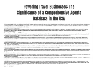 Powering Travel Businesses: The Significance of a Comprehensive Agents Database in the USA