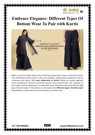 Embrace Elegance: Different Types Of Bottom Wear To Pair With Kurtis