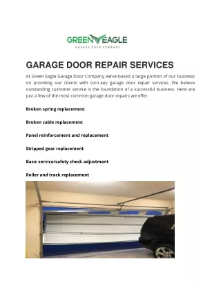 Green Eagle Garage Door Opener, Repair, Service & Maintenance in Denton, TX