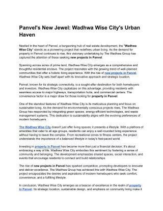 Panvel's New Jewel_ Wadhwa Wise City's Urban Haven