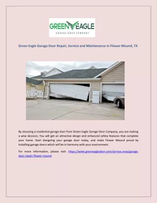 Green Eagle Garage Door Repair, Service and Maintenance in Flower Mound, TX