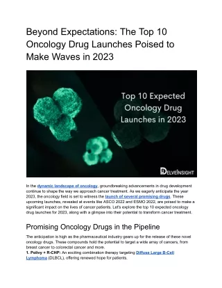 Top 10 Anticipated Oncology Drug Launches in 2023