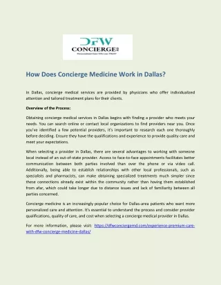 How Does Concierge Medicine Work in Dallas