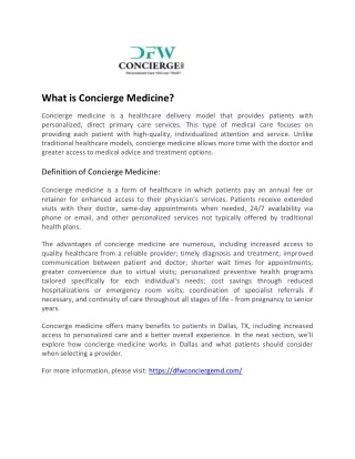 What is Concierge Medicine