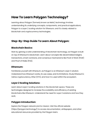 How To Learn Polygon Technology_