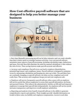 How Cost effective payroll software that are designed to help you better manage your business