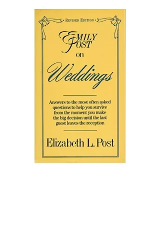 Ebook download Emily Post on Weddings Revised Edition for ipad