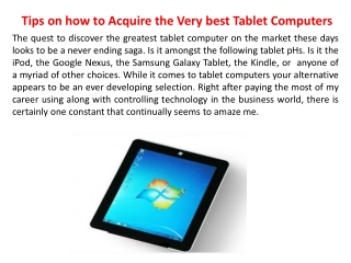  Tips on how to Acquire the Very best Tablet Computers