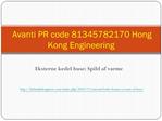 Avanti PR code 81345782170 Hong Kong Engineering