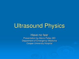 Ultrasound Physics