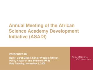 Annual Meeting of the African Science Academy Development Initiative (ASADI)