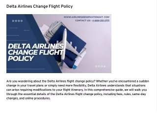 Delta Airlines Change Flight Policy