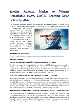 Satellite Antenna Market to Witness Remarkable 20.6% CAGR, Reaching $10.5 Billion by 2026