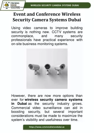 Event and Conference Wireless Security Camera Systems Dubai