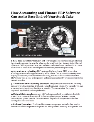 How Accounting and Finance ERP Software Can Assist Easy End-of-Year Stock Take