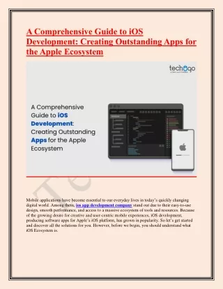 A Comprehensive Guide to iOS Development-Creating Outstanding Apps for the Apple Ecosystem