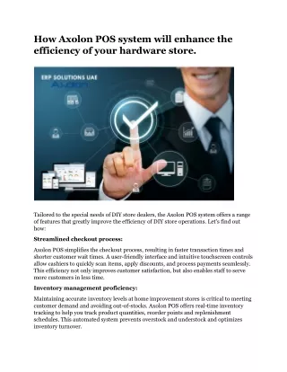 How Axolon POS system will enhance the efficiency of your hardware store.