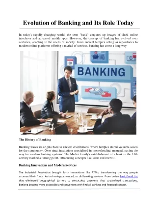 Evolution of Banking and Its Role Today - InfoGlobalData