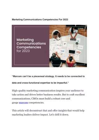 Marketing Communications Competencies For 2023