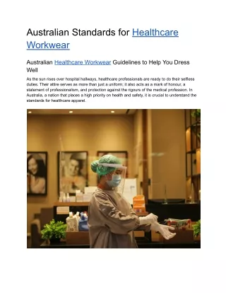 Australian Standards for Healthcare Workwear