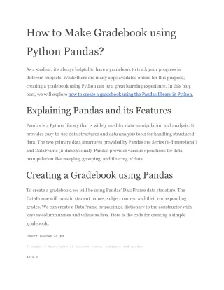 How to Make Gradebook using Python Pandas