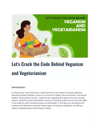 Let’s Crack the Code Behind Veganism and Vegetarianism