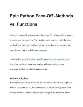 Epic Python Face-Off -Methods vs