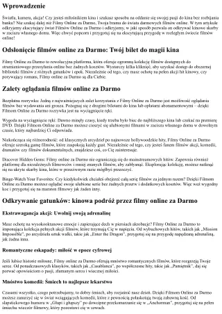 Odkryj kinowe skarby dzięki Filmom online za Darmo