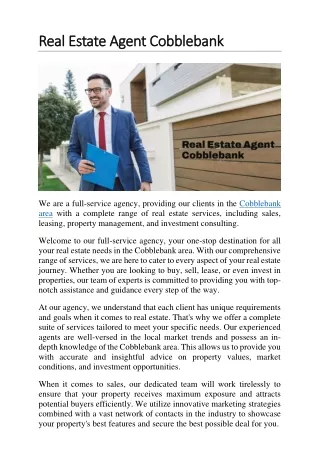 Real Estate Agent Cobblebank