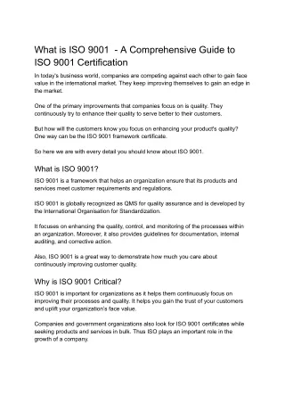 What is ISO 9001  - A Comprehensive Guide to ISO 9001 Certification