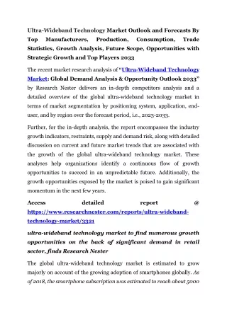Ultra-Wideband Technology Market Growth Analysis, Future Scope 2033