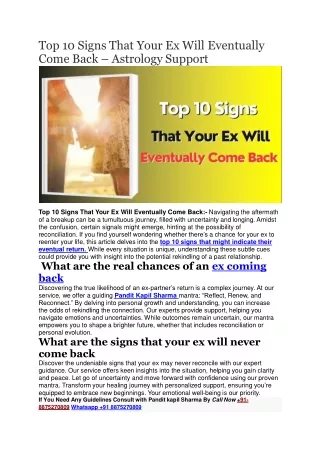 Top 10 Signs That Your Ex Will Eventually Come Back