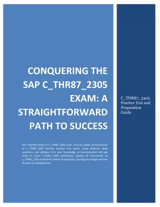 Conquering the SAP C_THR87_2305 Exam: A Straightforward Path to Success