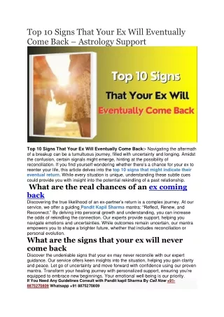 Top 10 Signs That Your Ex Will Eventually Come Back