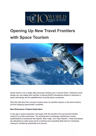 Opening Up New Travel Frontiers with Space Tourism