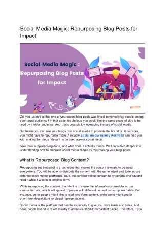 Social Media Magic: Repurposing Blog Posts for Impact