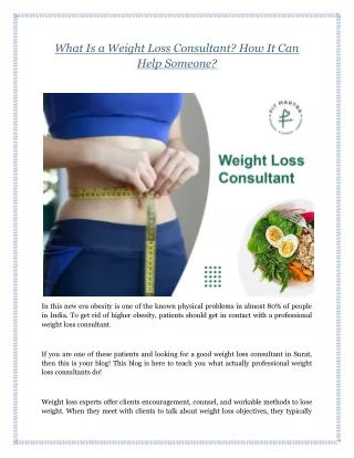 What Is a Weight Loss Consultant? How It Can Help Someone?