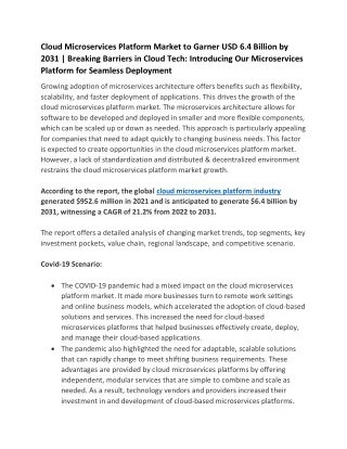 Cloud Microservices Platform Market