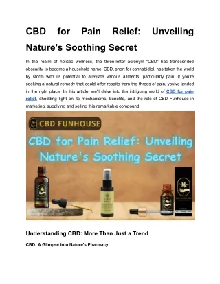 CBD for Pain Relief_ Unveiling Nature's Soothing Secret