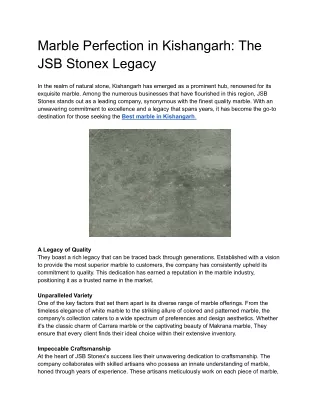 Marble Perfection in Kishangarh: The JSB Stonex Legacy
