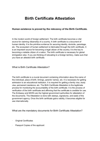 Birth Certificate Attestation