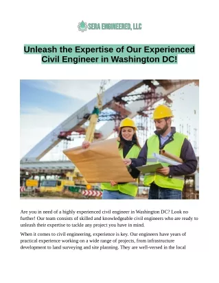 Unleash the Expertise of Our Experienced Civil Engineer in Washington DC!